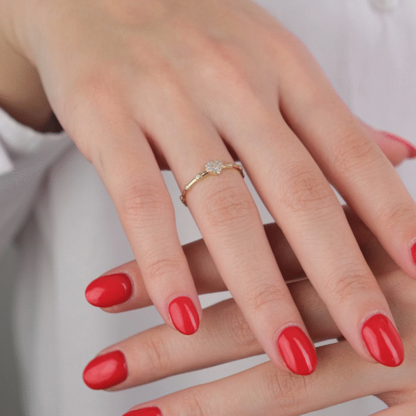 14 Ayar Altın Taşlı Kalp Yüzük 683