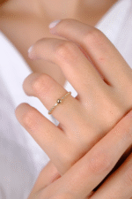 14 Ayar Altın Minimal Yuvarlak Taşlı Yüzük 782