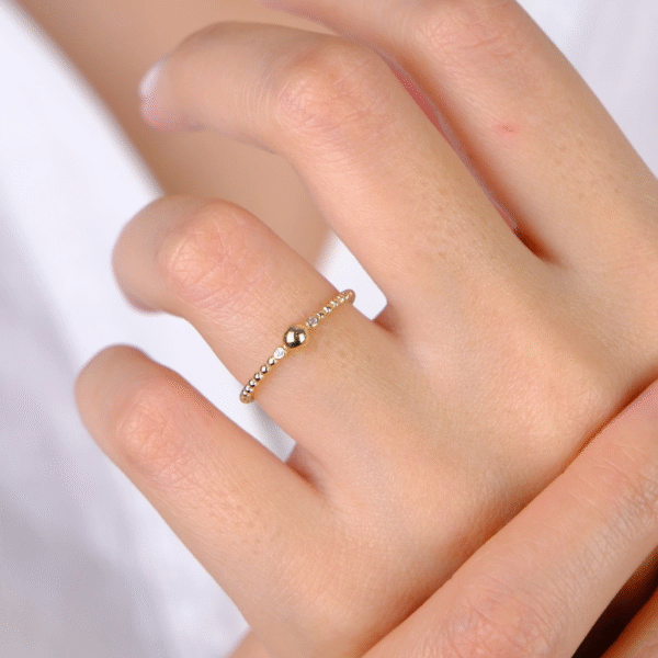 14 Ayar Altın Minimal Yuvarlak Taşlı Yüzük 782