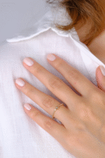 14 Ayar Altın Minimal Yuvarlak Taşlı Yüzük 782 - Görsel 5