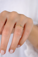 14 Ayar Altın Minimal Yuvarlak Taşlı Yüzük 782 - Görsel 2