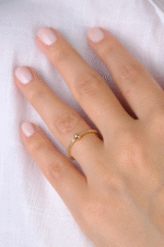 14 Ayar Altın Minimal Yuvarlak Taşlı Yüzük 782 - Görsel 3