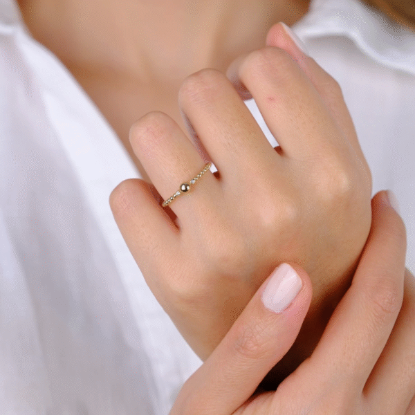 14 Ayar Altın Dorika Detaylı Minimal Yüzük 771