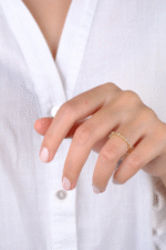 14 Ayar Altın Taşlı Minimal Yüzük 778 - Görsel 3