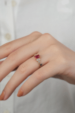 14 Ayar Altın Kırmızı Taşlı Yüzük 878