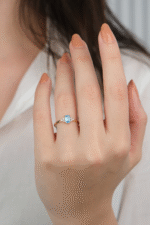 14 Ayar Altın Mavi Kare Taşlı Yüzük 716 - Görsel 2