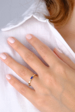 14 Ayar Altın Mavi Taşlı Minimal Yüzük 786 - Görsel 2