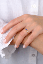 14 Ayar Altın Mavi Taşlı Minimal Yüzük 786 - Görsel 7