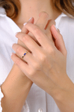 14 Ayar Altın Mavi Taşlı Minimal Yüzük 786 - Görsel 6