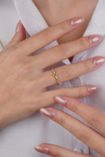 14 Ayar Altın Minimal Baget Taşlı Yüzük 618 - Görsel 3