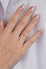 14 Ayar Altın Minimal Baget Taşlı Yüzük 618 - Görsel 2