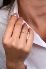 14 Ayar Altın Minimal Baget Taşlı Yüzük 618 - Görsel 4