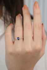 14 Ayar Altın Mavi Damla Taşlı Yüzük 881 - Görsel 4