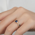 14 Ayar Altın Mavi Damla Taşlı Yüzük 881