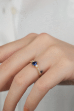 14 Ayar Altın Mavi Damla Taşlı Yüzük 881