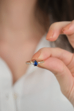 14 Ayar Altın Mavi Damla Taşlı Yüzük 881 - Görsel 5