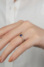 14 Ayar Altın Mavi Damla Taşlı Yüzük 881 - Görsel 2