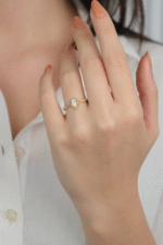 14 Ayar Altın Beyaz Taşlı Prenses Yüzük 904 - Görsel 2