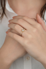 14 Ayar Altın Beyaz Taşlı Prenses Yüzük 904 - Görsel 3