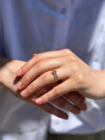 14 Ayar Altın Pembe Taşlı Oval Vintage Yüzük 911