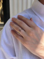 14 Ayar Altın Pembe Taşlı Oval Vintage Yüzük 911 - Görsel 2