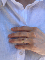 14 Ayar Altın Pembe Taşlı Oval Vintage Yüzük 911 - Görsel 4