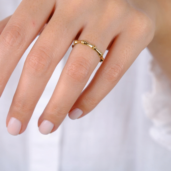 14 Ayar Altın Minimal Damlalı Sade Yüzük 779