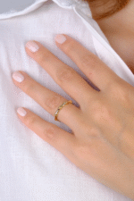 14 Ayar Altın Minimal Damlalı Sade Yüzük 779 - Görsel 4