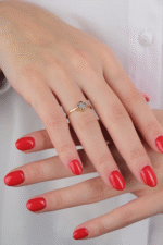 14 Ayar Altın Siyah Yonca Yüzük 687 - Görsel 4