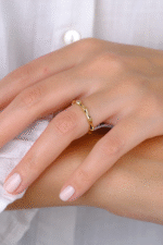 14 Ayar Altın Minimal Damlalı Sade Yüzük 779 - Görsel 3