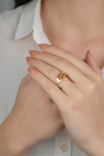 14 Ayar Altın Kaburgalı Ajda Yüzük 887 - Görsel 3