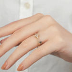 14 Ayar Altın Beyaz Damla Taşlı Yüzük 882