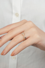 14 Ayar Altın Beyaz Damla Taşlı Yüzük 882