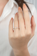 14 Ayar Altın Beyaz Damla Taşlı Yüzük 882 - Görsel 3