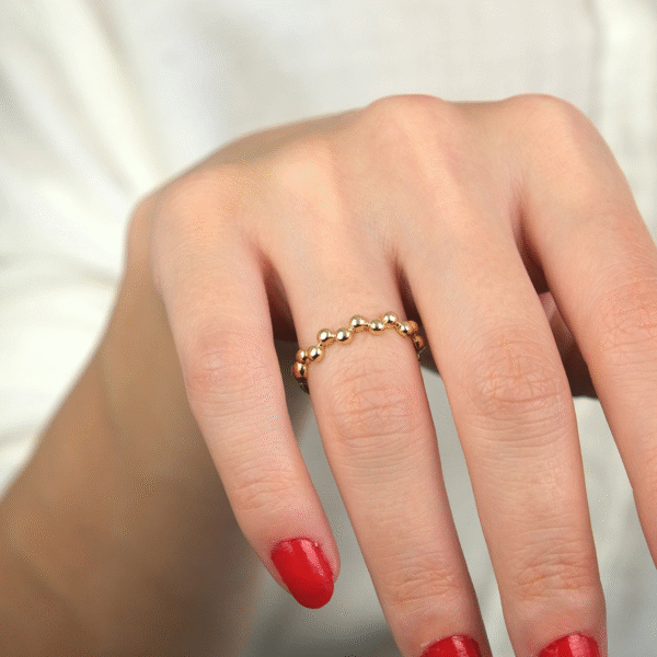 14 Ayar Altın Top Sıralı Yüzük 390