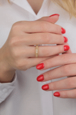 14 Ayar Altın Taşlı Oval Yüzük 639 - Görsel 3