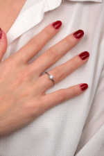 14 Ayar Beyaz Altın Tektaş Yüzük 189 - Görsel 3