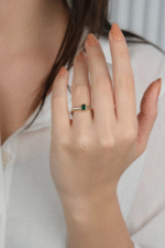 14 Ayar Ayar Yeşil Taşlı Tasarım Yüzük 901 - Görsel 4