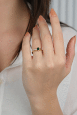 14 Ayar Ayar Yeşil Taşlı Tasarım Yüzük 901 - Görsel 2