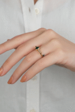 14 Ayar Ayar Yeşil Taşlı Tasarım Yüzük 901