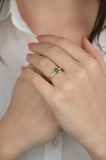 14 Ayar Ayar Yeşil Taşlı Tasarım Yüzük 901 - Görsel 3