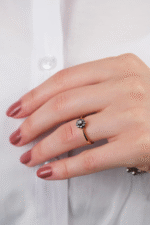 14 Ayar Altın Elmas Kesim Çiçek Yüzük 686 - Görsel 4