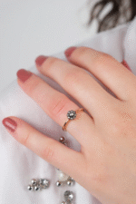 14 Ayar Altın Elmas Kesim Çiçek Yüzük 686 - Görsel 2