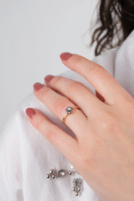 14 Ayar Altın Elmas Kesim Çiçek Yüzük 686 - Görsel 3