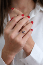 14 Ayar Altın Mavi Taşlı Yüzük 138 - Görsel 3