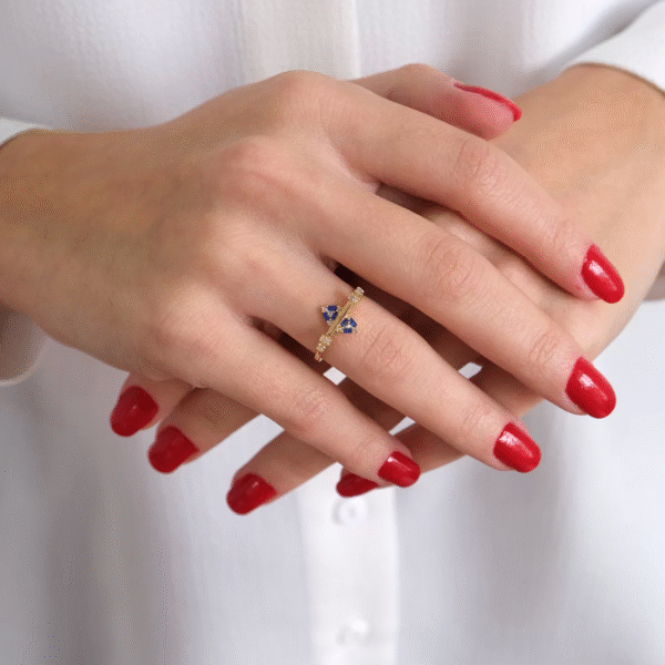 14 Ayar Altın Mavi Taşlı Yüzük 138