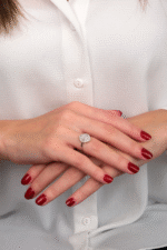 14 Ayar Beyaz Altın Dörtgen Baget Yüzük 342 - Görsel 3