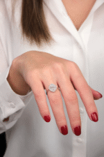 14 Ayar Beyaz Altın Dörtgen Baget Yüzük 342