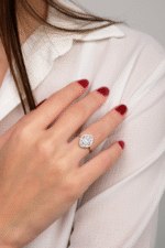 14 Ayar Beyaz Altın Dörtgen Baget Yüzük 342 - Görsel 2