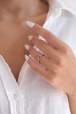 14 Ayar Altın Petrol Mavisi Taşlı Yüzük 405 - Görsel 2